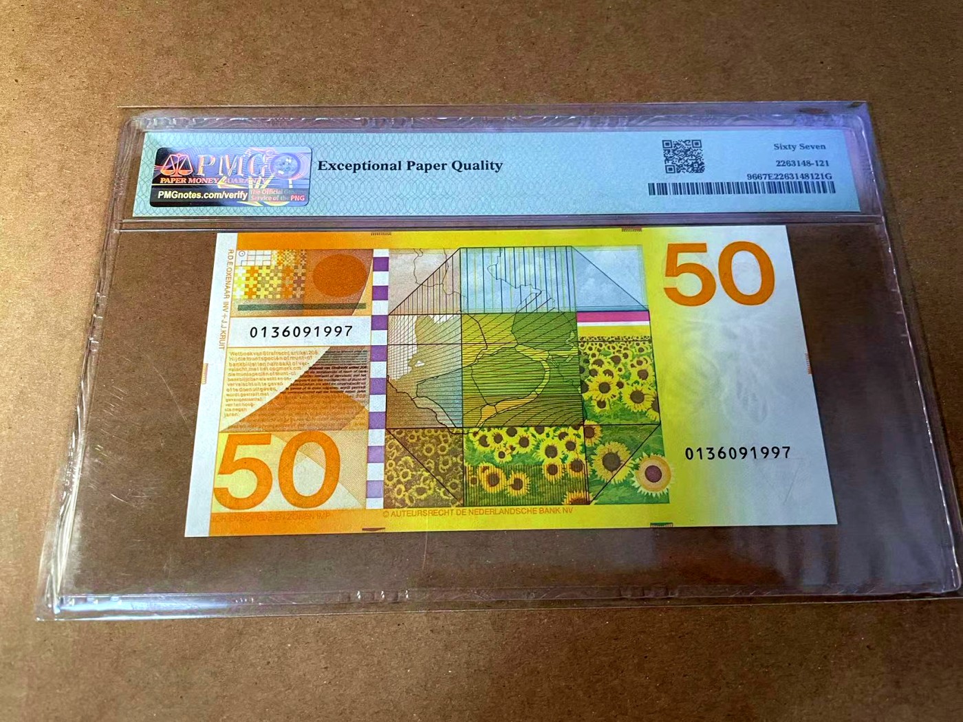 【Blue Auction】✨世界纸币精拍第451期【精】 荷兰 1982年50盾 向日葵 PMG67EPQ 高分