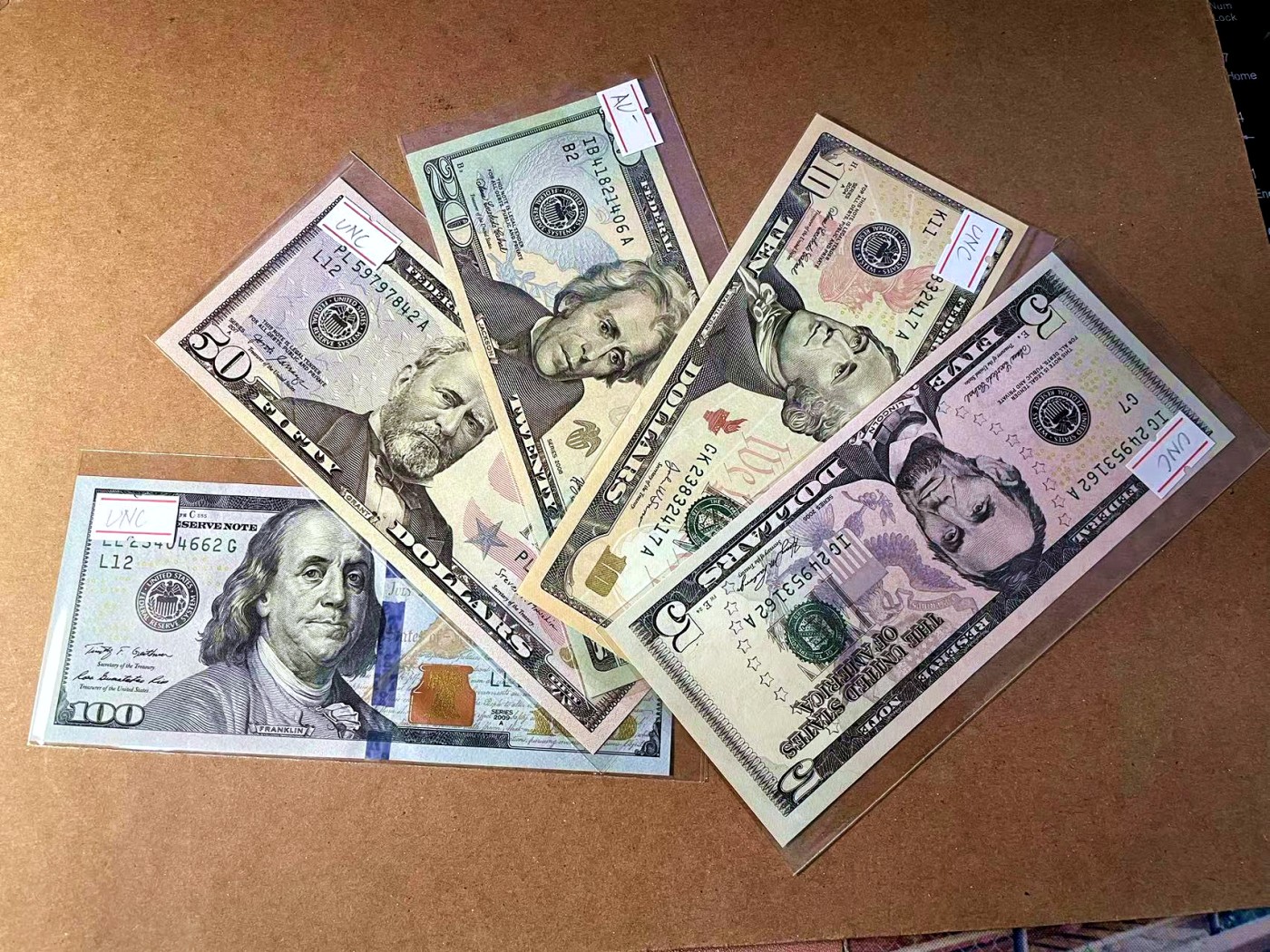 【Blue Auction】✨世界纸币精拍第451期【精】 【一组5张】美国 2004-2017年 5-100美金 全新UNC