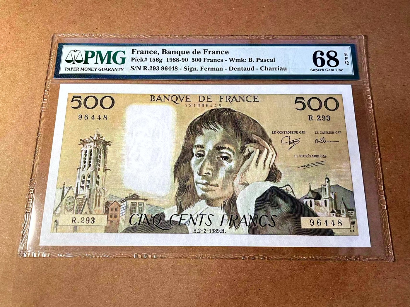 【Blue Auction】✨世界纸币精拍第451期【精】 法国 1989年500法郎 PMG68EPQ 超高分