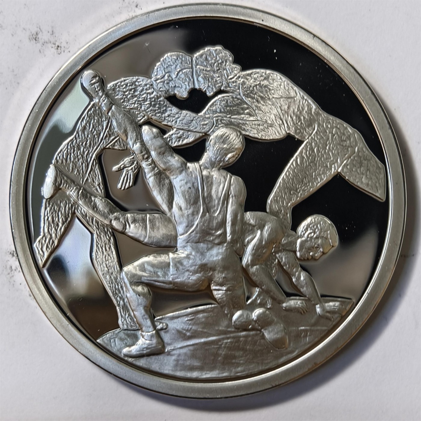 紫瑗钱币——第332期拍卖 希腊 2003年 雅典奥运会 古代与现代摔跤 10欧元 34克 0.925银 精制