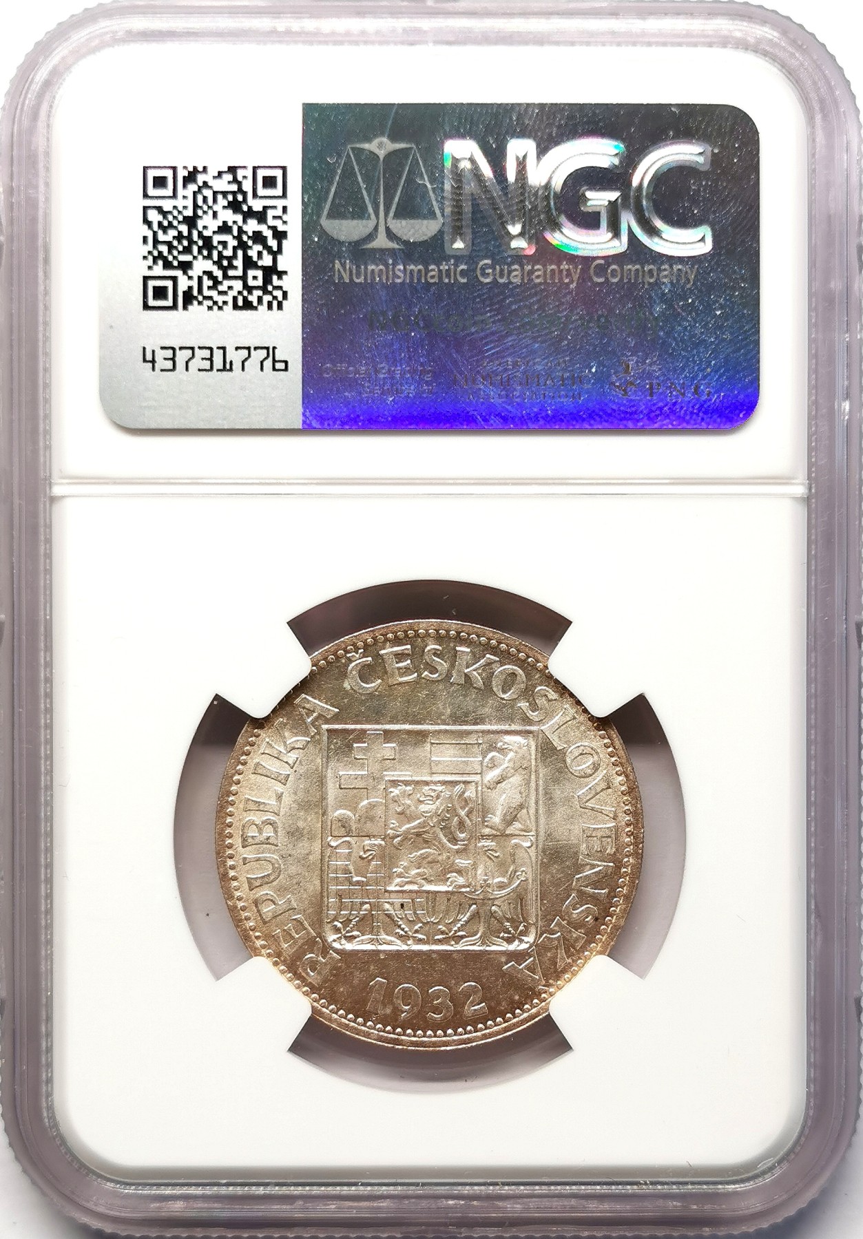 凡希社世界钱币微拍第二百六十四期 1932捷克斯洛伐克10克朗银币NGC-MS64