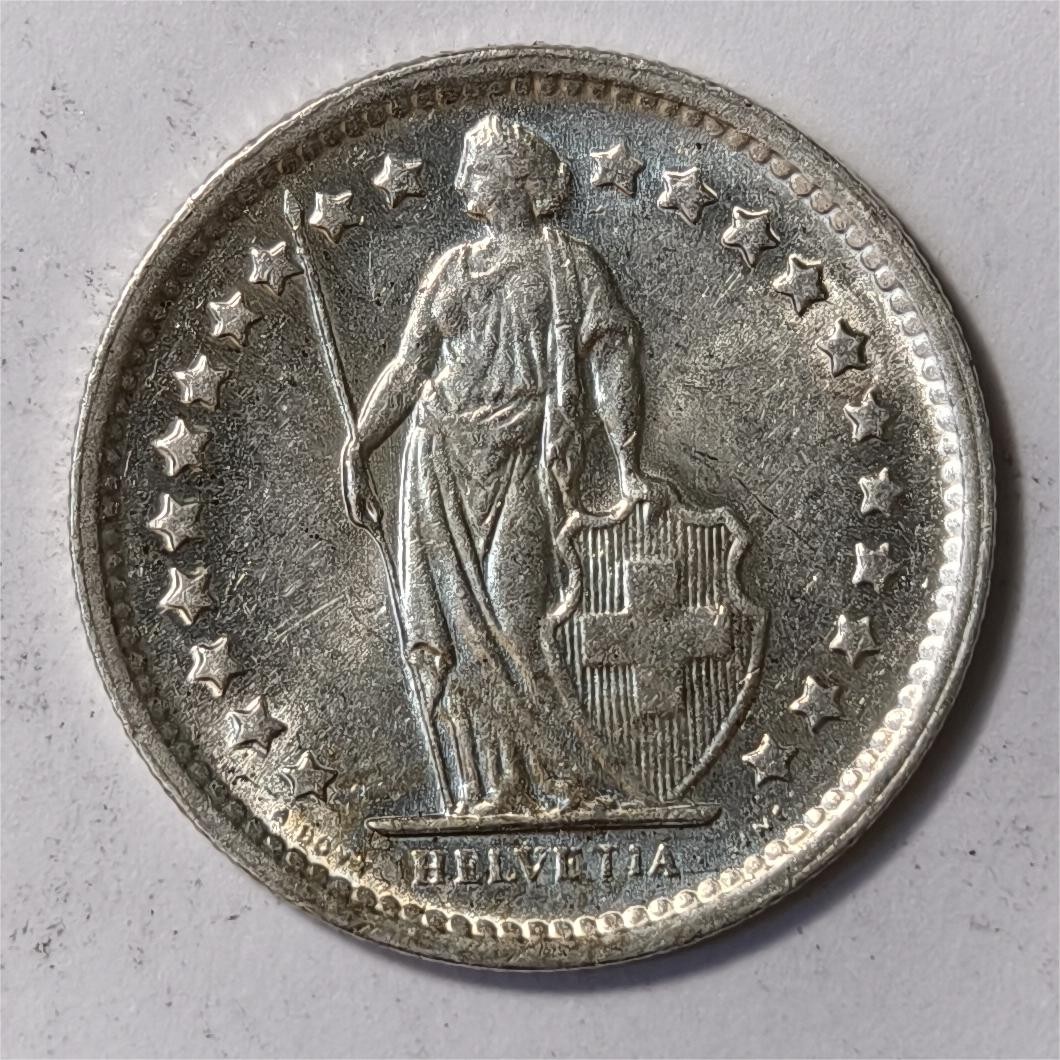 紫瑗钱币——第332期拍卖 瑞士 1965年B 赫尔维蒂女神 1/2法郎 2.5克 0.835银 UNC