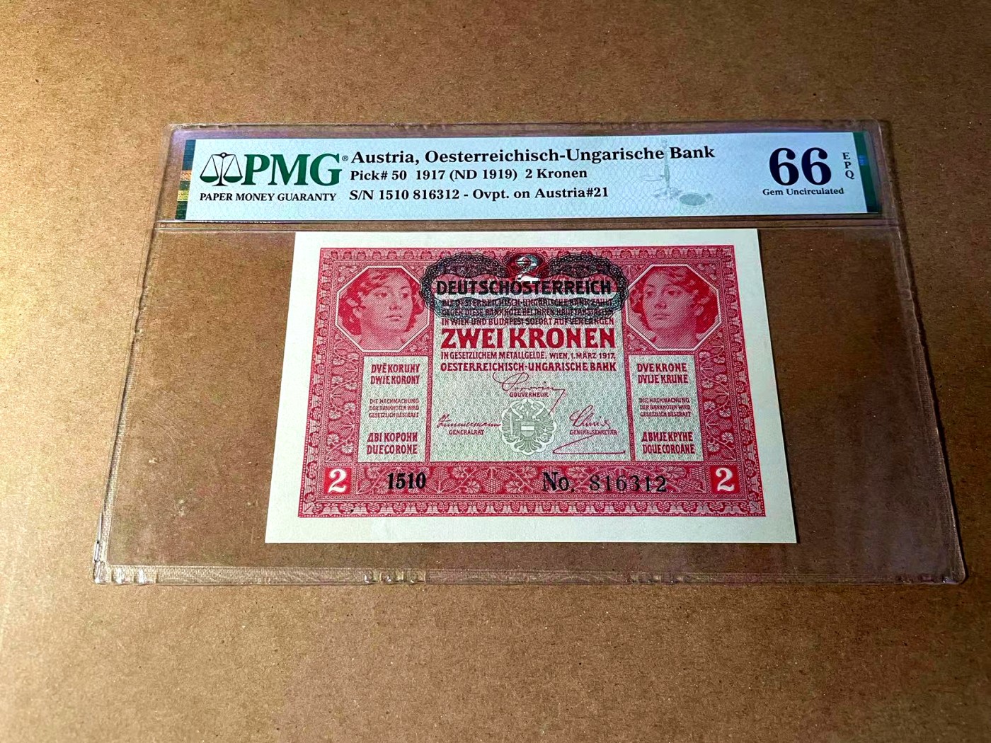 【Blue Auction】✨世界纸币精拍第451期【精】 【无47】奥地利 1917年2克朗 PMG66EPQ 