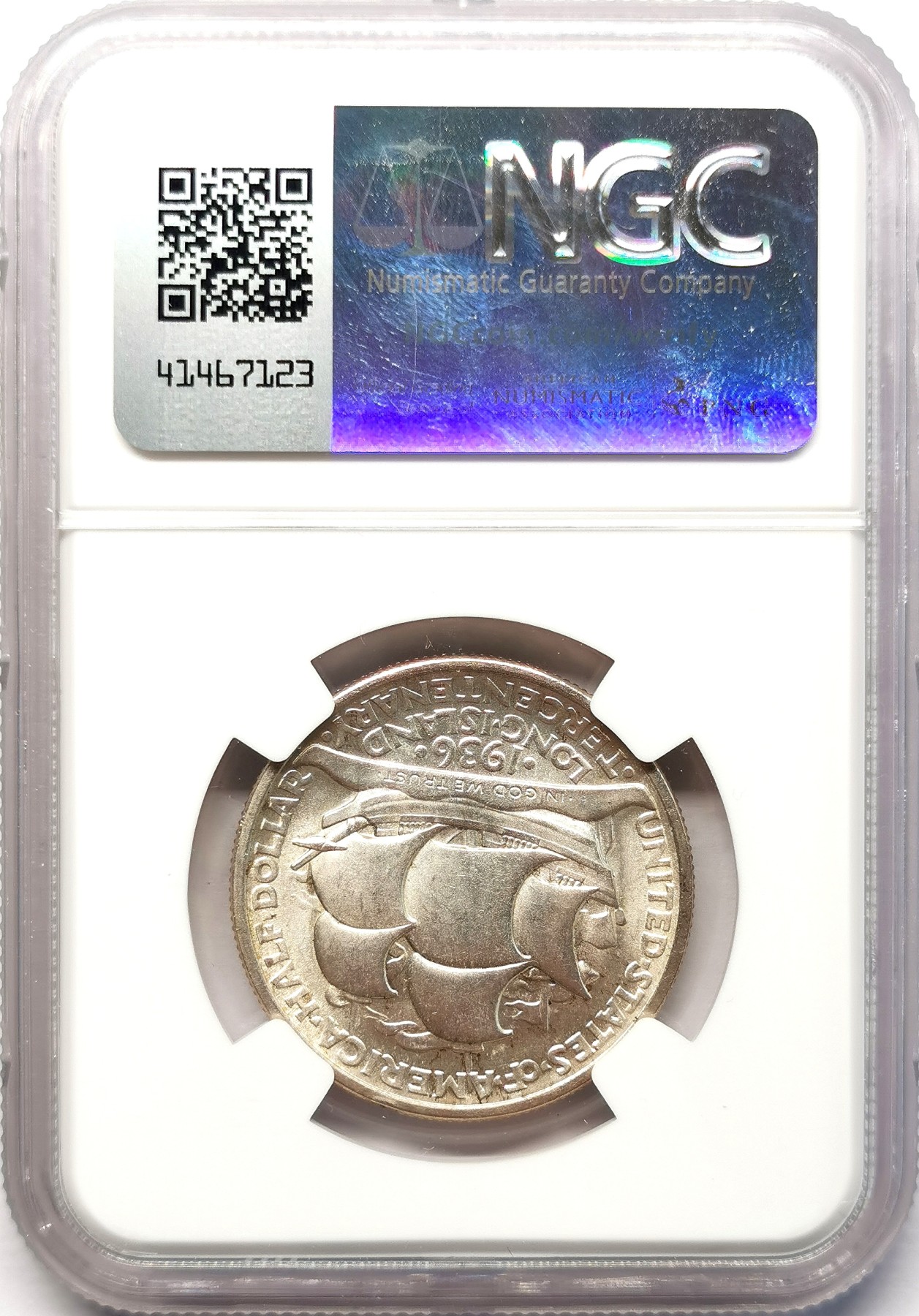 凡希社世界钱币微拍第二百六十四期 1936美国长岛纪念1/2Dol银币NGC-MS64