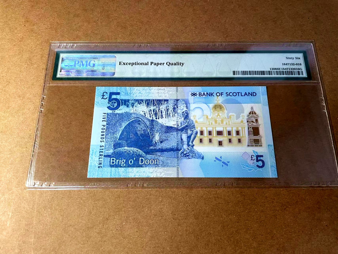 【Blue Auction】✨世界纸币精拍第451期【精】 【AA冠无47千位小号】苏格兰 2016年5镑 PMG66EPQ 