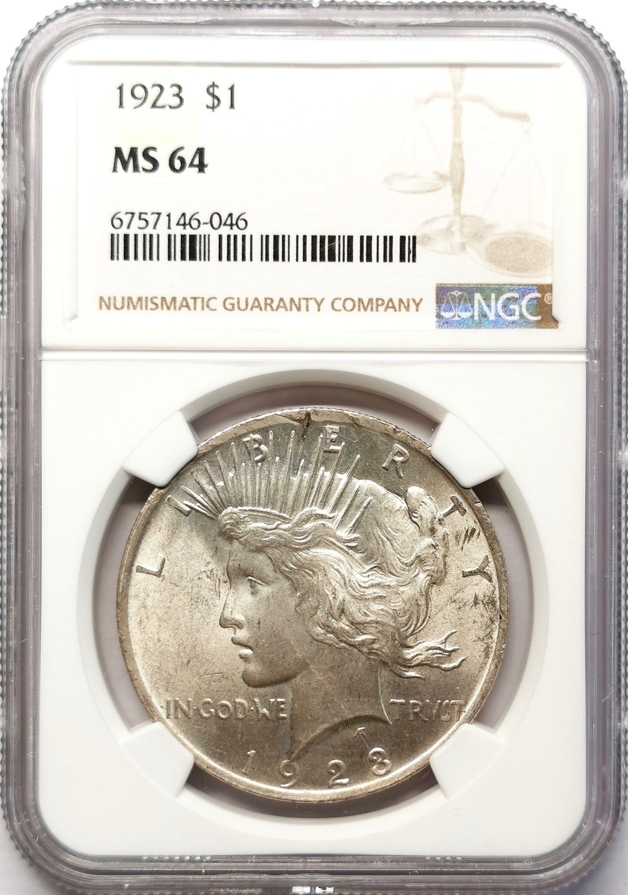 凡希社世界钱币微拍第二百六十四期 1923美国和平壹元NGC-MS64