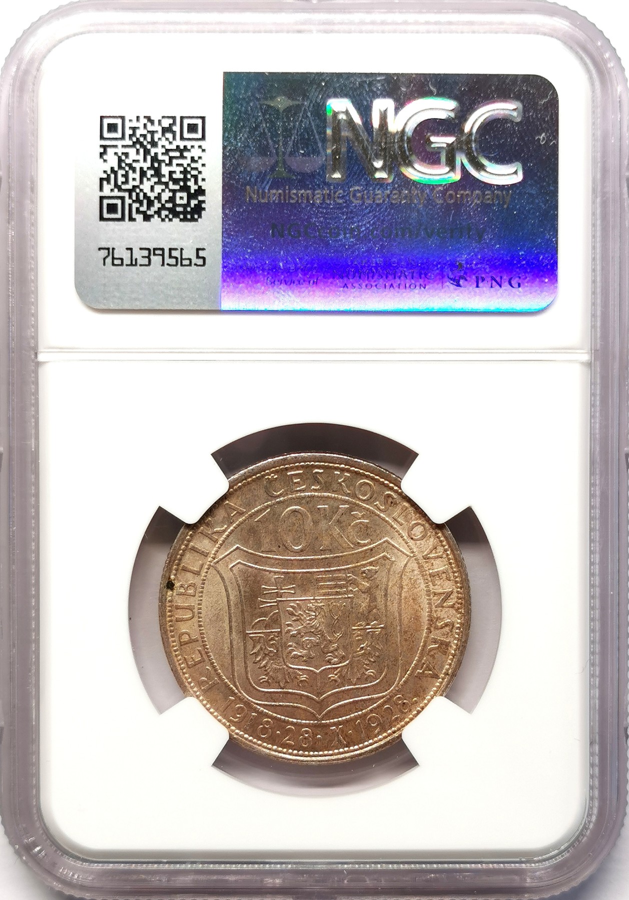 凡希社世界钱币微拍第二百六十四期 1928捷克斯洛伐克10k纪念银币NGC-MS64