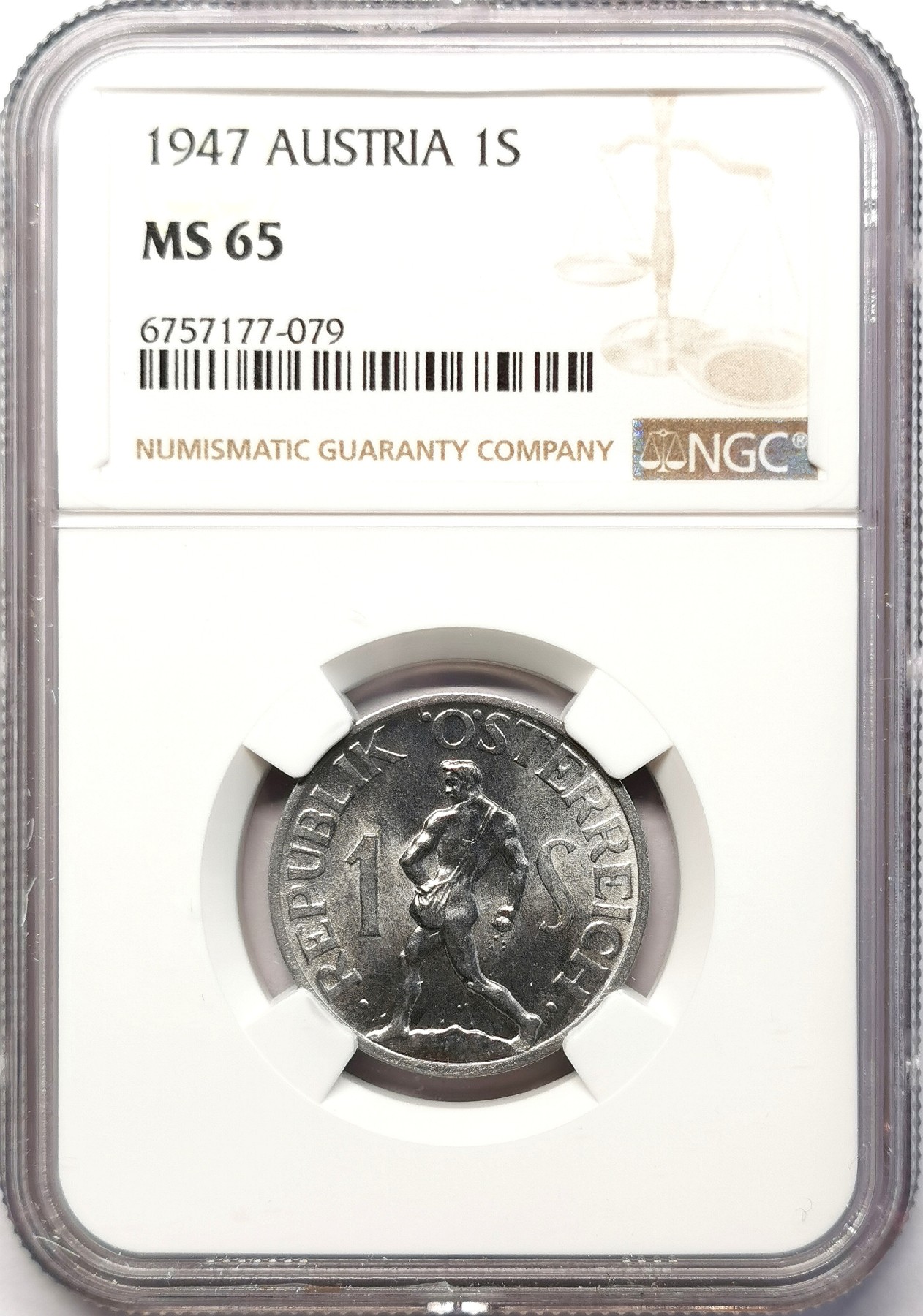 凡希社世界钱币微拍第二百六十四期 1947奥地利1先令NGC-MS65