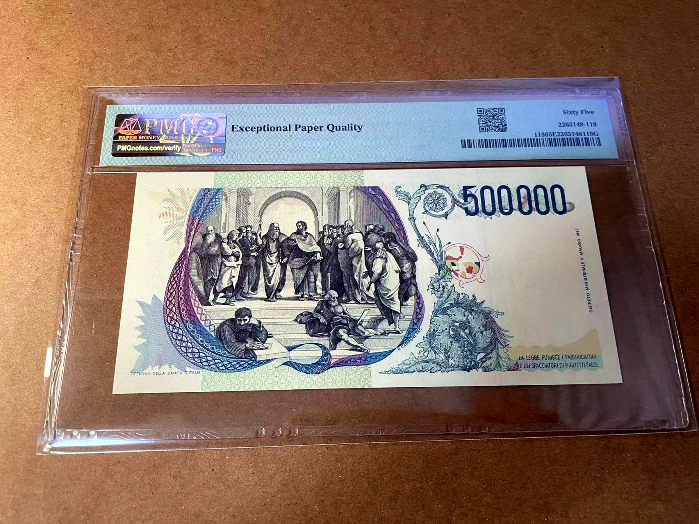 【Blue Auction】✨世界纸币精拍第451期【精】 意大利 1997年50万里拉 拉斐尔 PMG65EPQ 