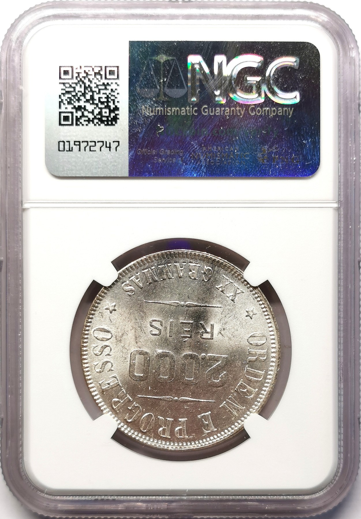 凡希社世界钱币微拍第二百六十四期 1907巴西自由女神版2000R大银NGC-MS63