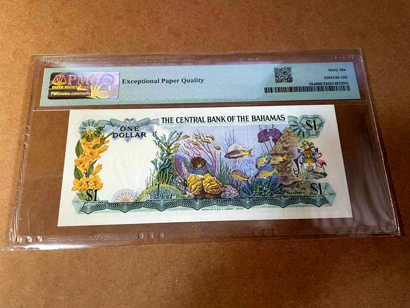 【Blue Auction】✨世界纸币精拍第451期【精】 【无47】巴哈马 1974年1元 彩背 女王 PMG66EPQ 