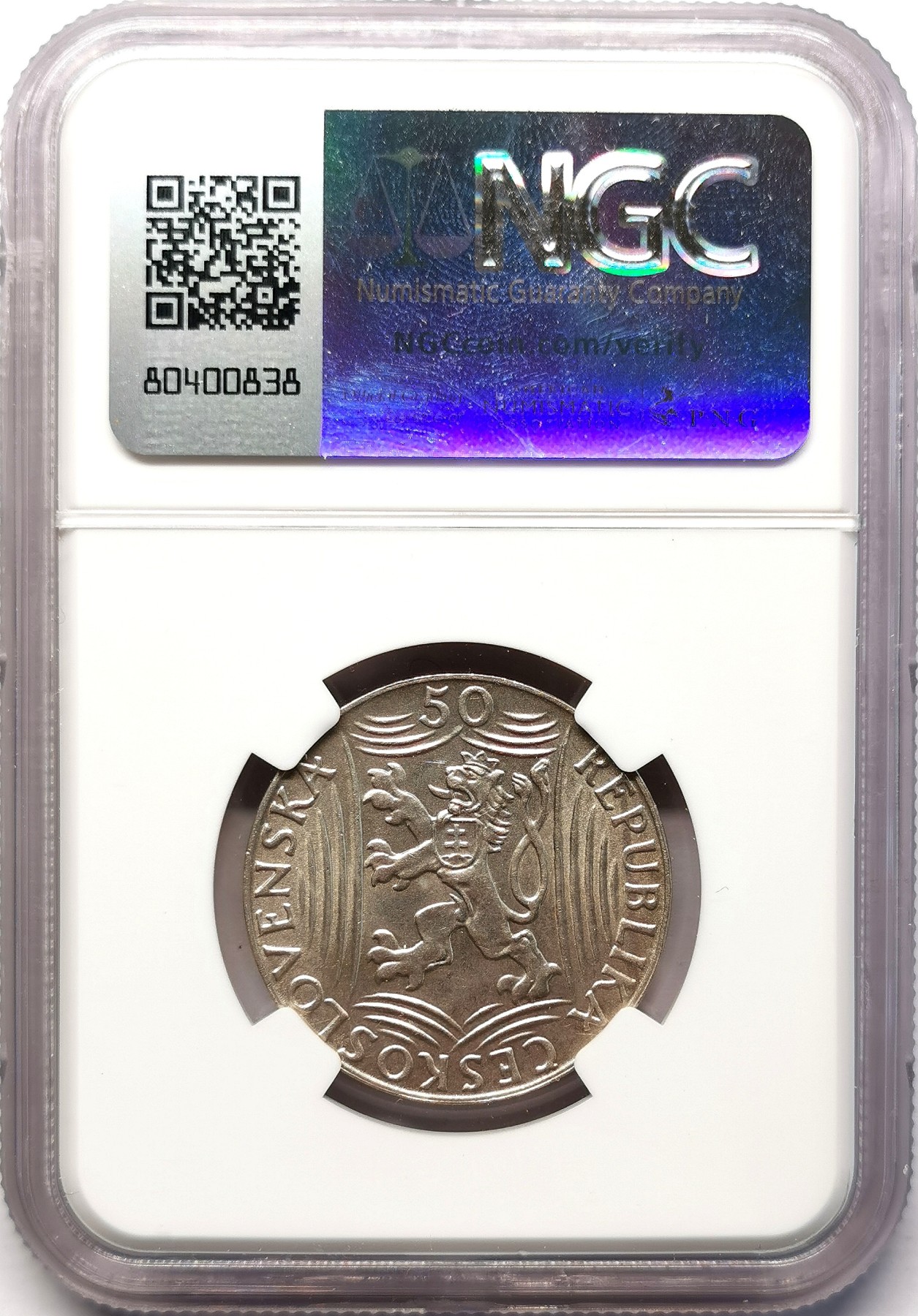 凡希社世界钱币微拍第二百六十四期 1949捷克斯洛伐克斯大林50克朗银币NGC-MS64