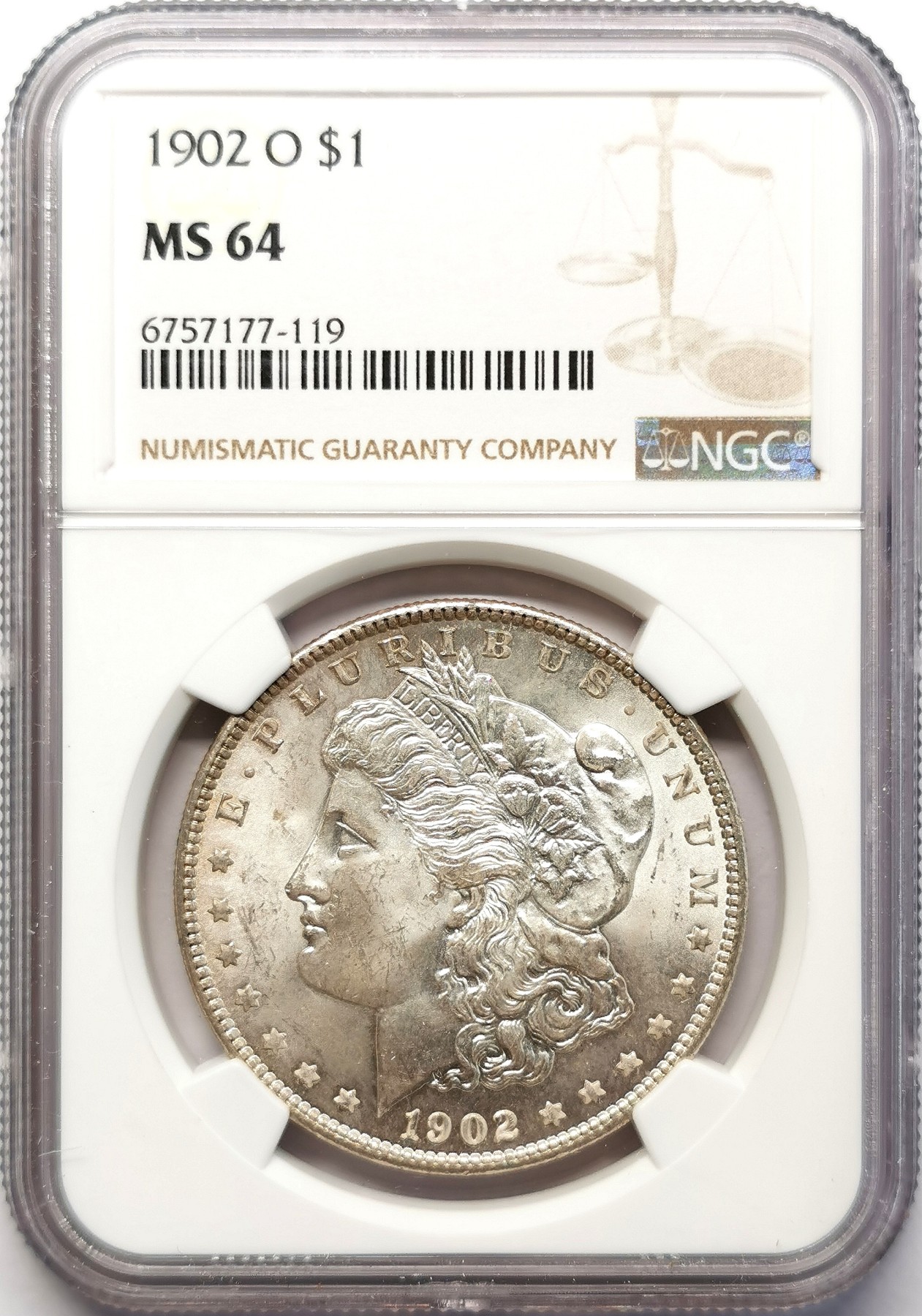 凡希社世界钱币微拍第二百六十四期 1902O美国摩根壹元NGC-MS64