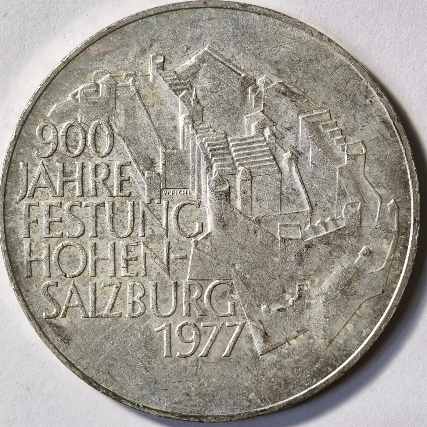 紫瑗钱币——第332期拍卖 奥地利 1977年 霍亨萨尔茨堡要塞900周年 100先令 24克 0.64银 