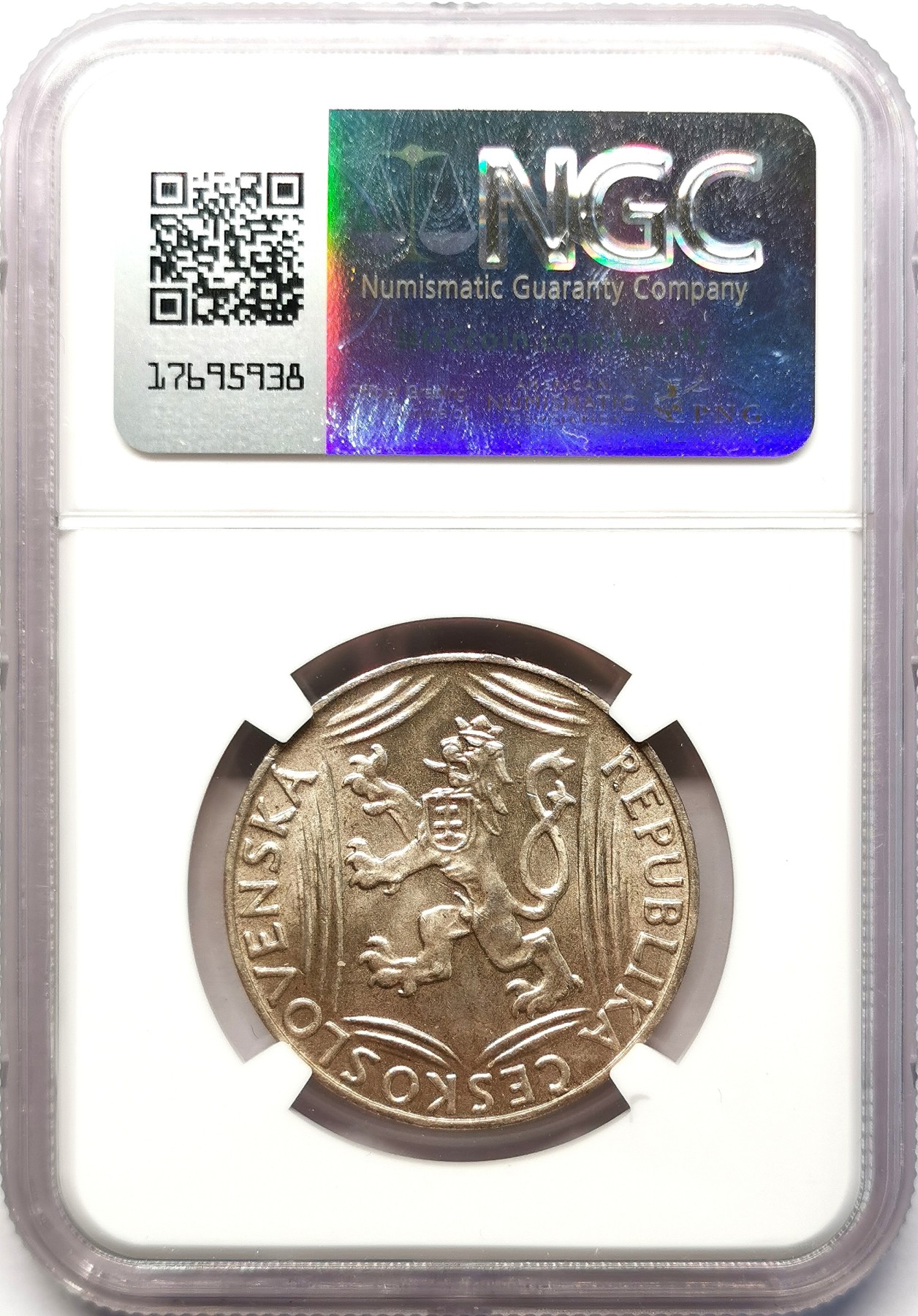 凡希社世界钱币微拍第二百六十四期 1948捷克斯洛伐克独立纪念100克朗银币NGC-MS65