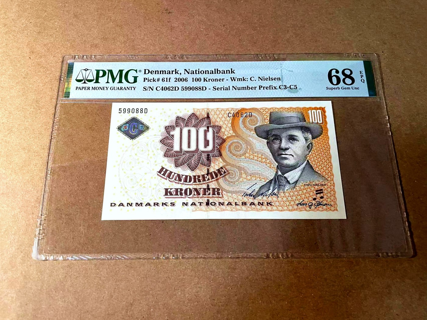 【Blue Auction】世界纸币精拍第452期——丹麦&瑞典专场 【p61f 88尾无47】丹麦 2006年 100克朗 PMG68EPQ  超高分