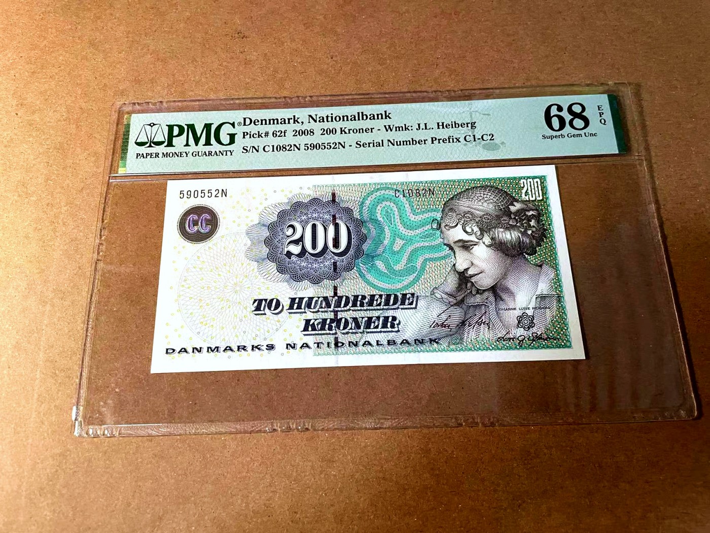 【Blue Auction】世界纸币精拍第452期——丹麦&瑞典专场 【p62f 无47】丹麦 2008年 200克朗 PMG68EPQ 超高分