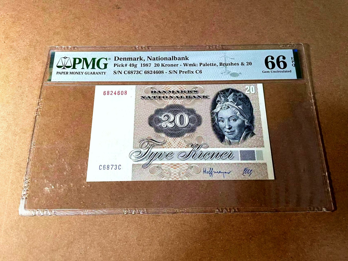 【Blue Auction】世界纸币精拍第452期——丹麦&瑞典专场 【p49g】丹麦 1987年 20克朗 PMG66EPQ  