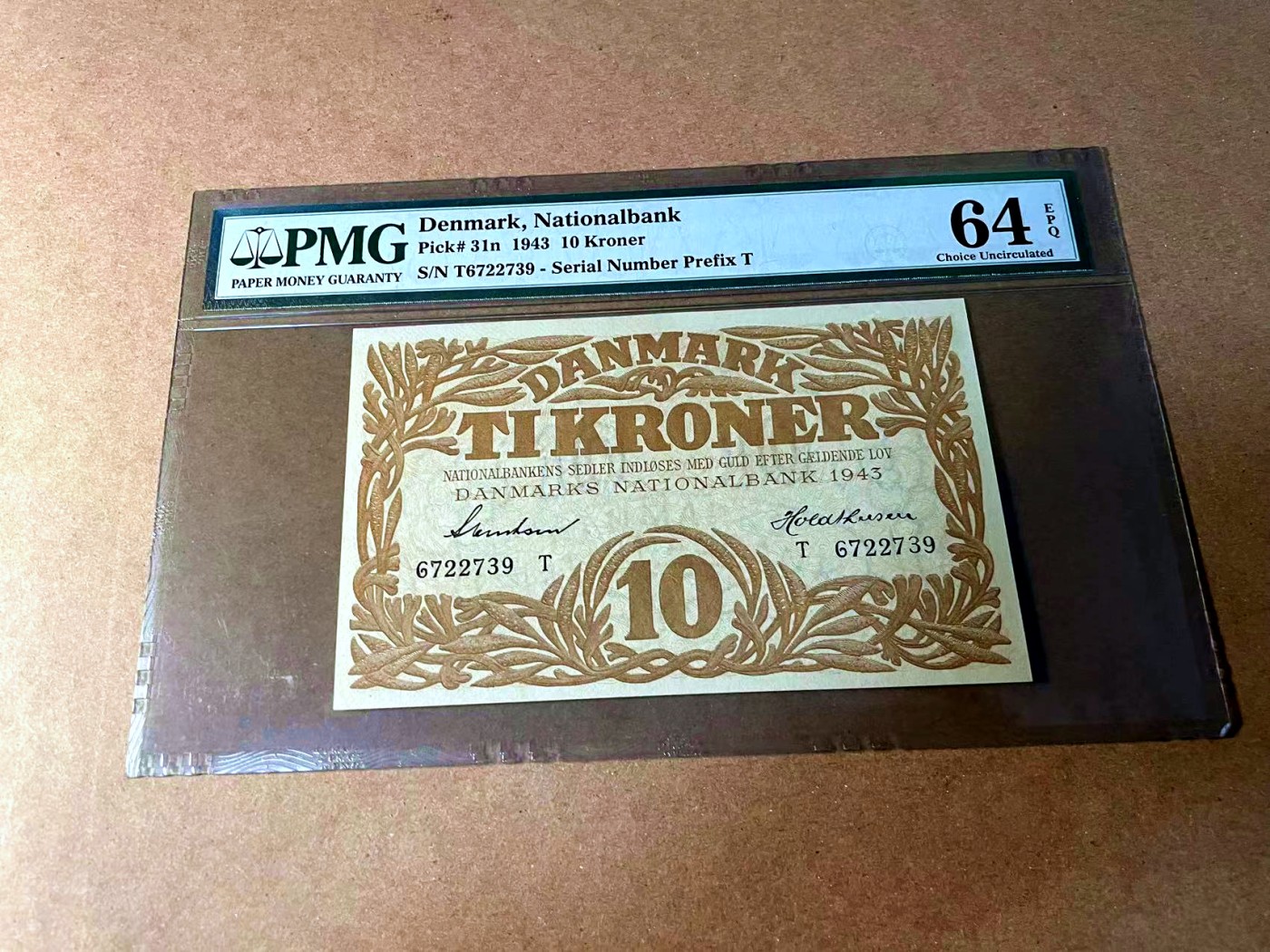 【Blue Auction】世界纸币精拍第452期——丹麦&瑞典专场 【p31n】丹麦 1943年10克朗 PMG64EPQ 墨丘利