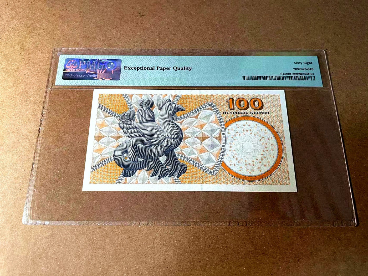 【Blue Auction】世界纸币精拍第452期——丹麦&瑞典专场 【p61a 无47】丹麦 2002年 100克朗 PMG68EPQ  超高分