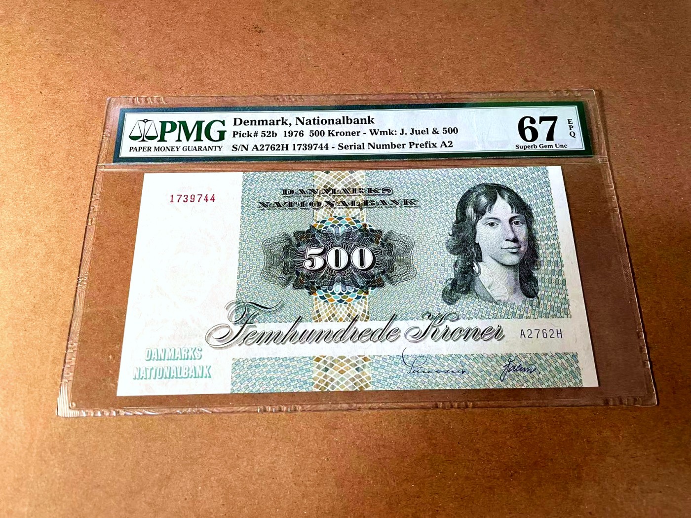 【Blue Auction】世界纸币精拍第452期——丹麦&瑞典专场 【p52b】丹麦 1976年 500克朗 PMG67EPQ 高分 大蜥蜴