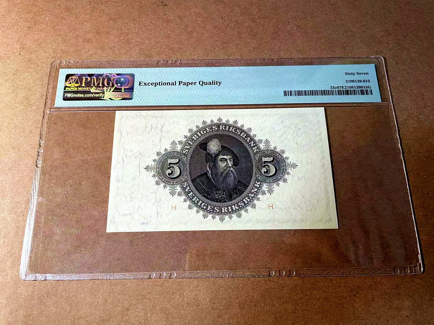 【Blue Auction】世界纸币精拍第452期——丹麦&瑞典专场 【p33z】瑞典 1943年5克朗 PMG67EPQ 高分