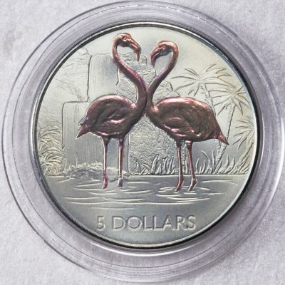 S&S Numismatic世界钱币-拍卖 第75期 - 英属维尔京群岛2018年 加勒比海鸟类-火烈鸟 5元钛金属纪念币 盒证齐全