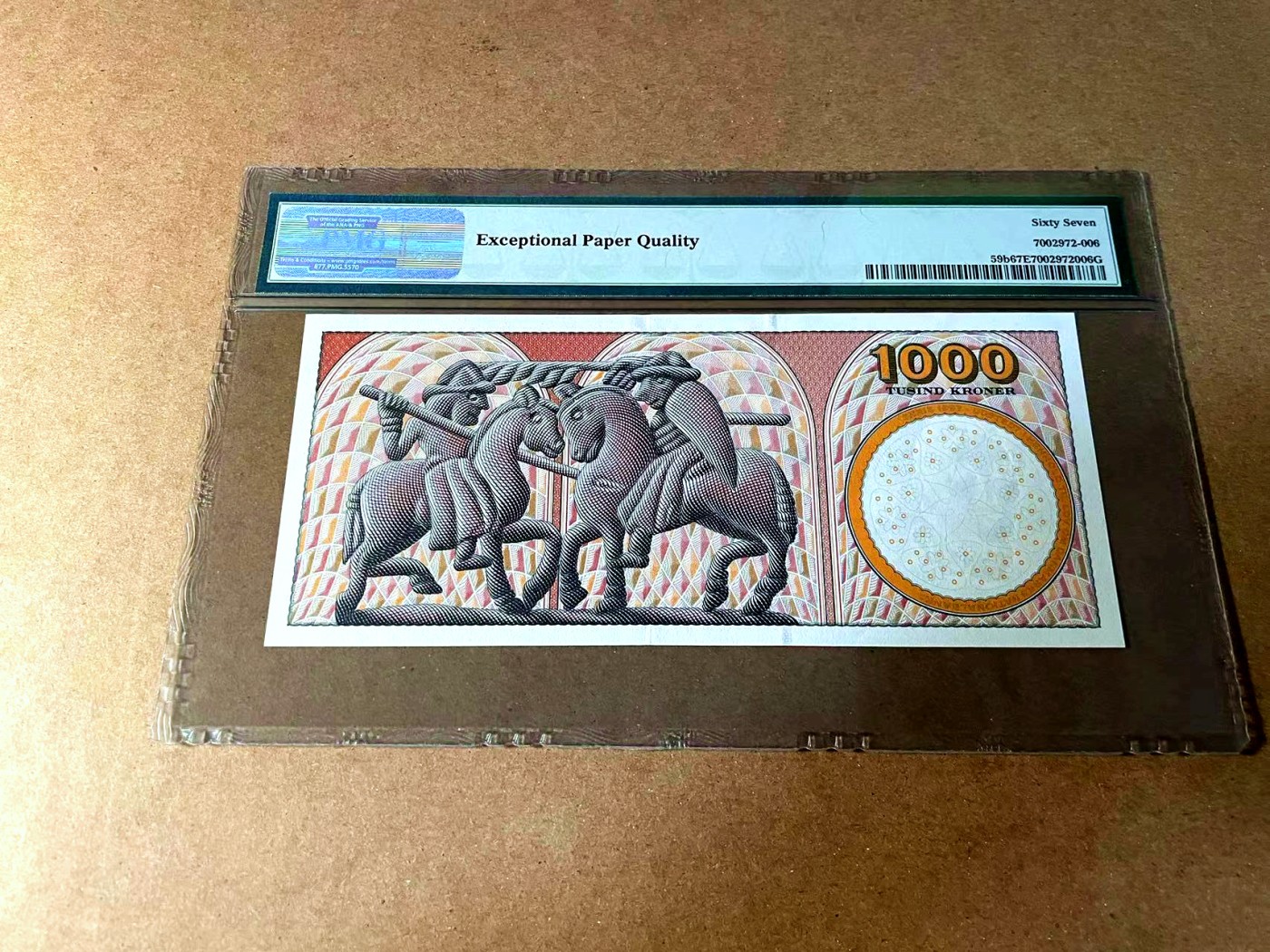 【Blue Auction】世界纸币精拍第452期——丹麦&瑞典专场 【p59b】丹麦 1998年 1000克朗 PMG67EPQ 高分