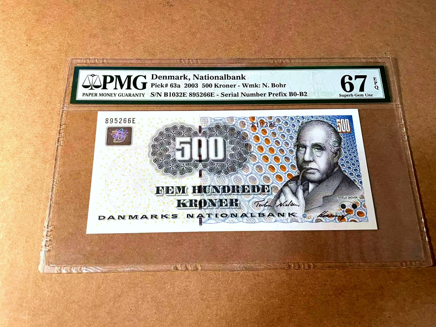 【Blue Auction】世界纸币精拍第452期——丹麦&瑞典专场 【p63a 无47 B1冠】丹麦 2003年 500克朗 PMG67EPQ 高分