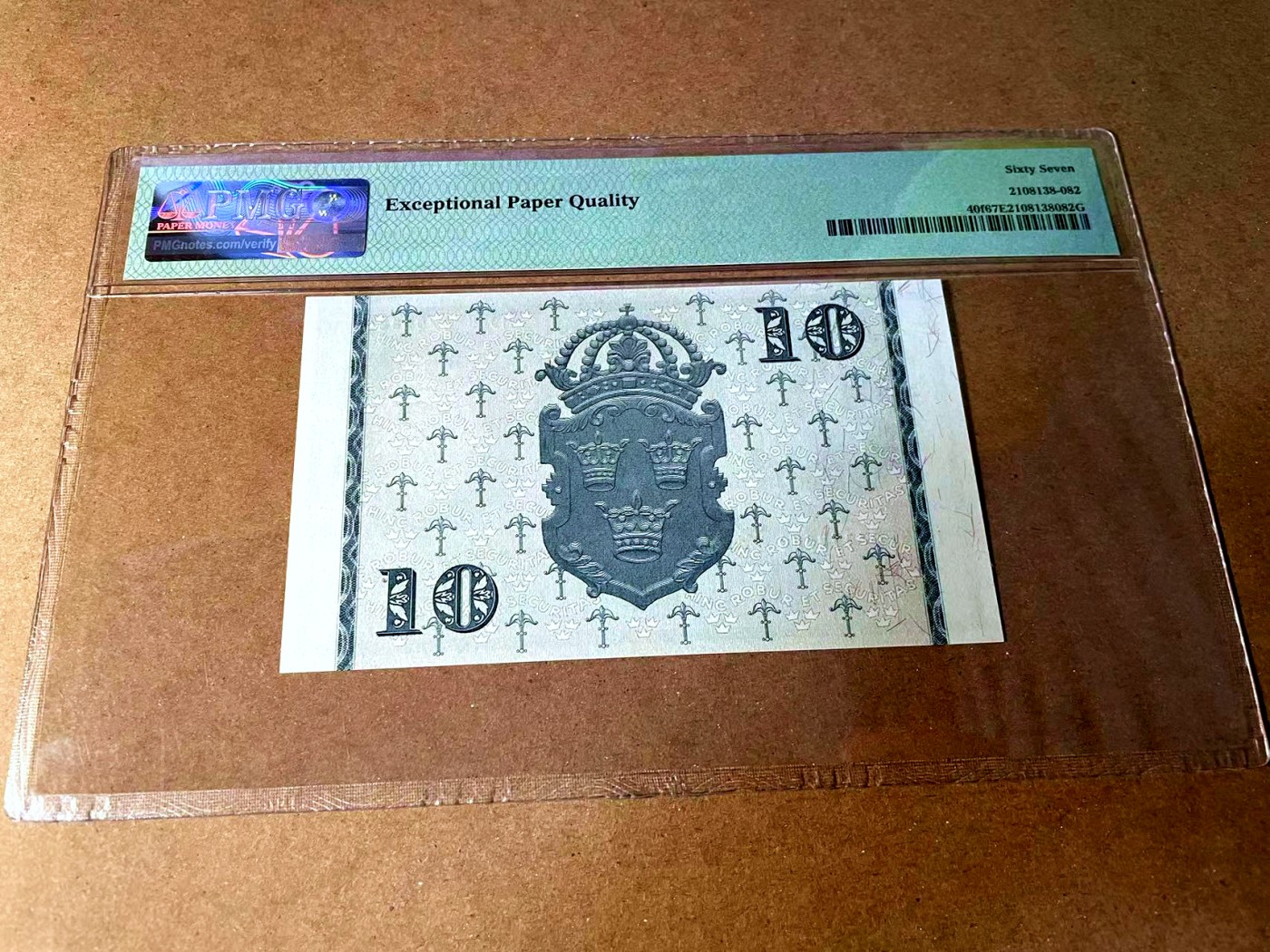 【Blue Auction】世界纸币精拍第452期——丹麦&瑞典专场 【p40f】瑞典 1945年10克朗 PMG67EPQ 高分