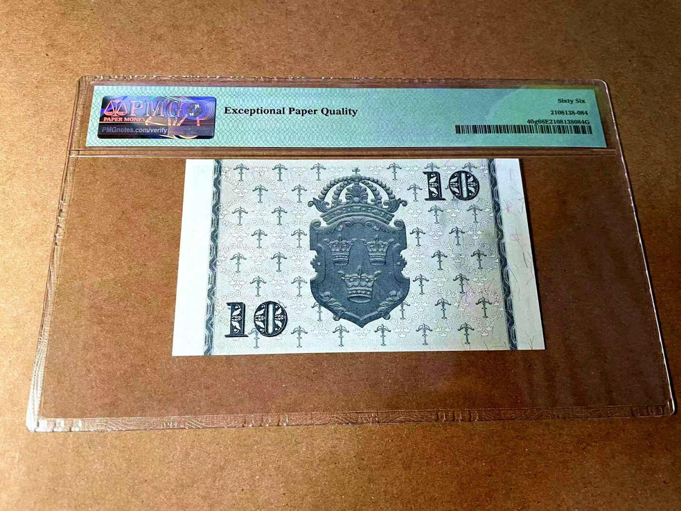 【Blue Auction】世界纸币精拍第452期——丹麦&瑞典专场 【p40g】瑞典 1946年10克朗 PMG66EPQ 