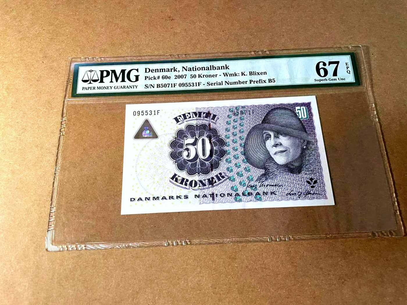 【Blue Auction】世界纸币精拍第452期——丹麦&瑞典专场 【p60e 无47】丹麦 2007年 50克朗 PMG67EPQ  高分