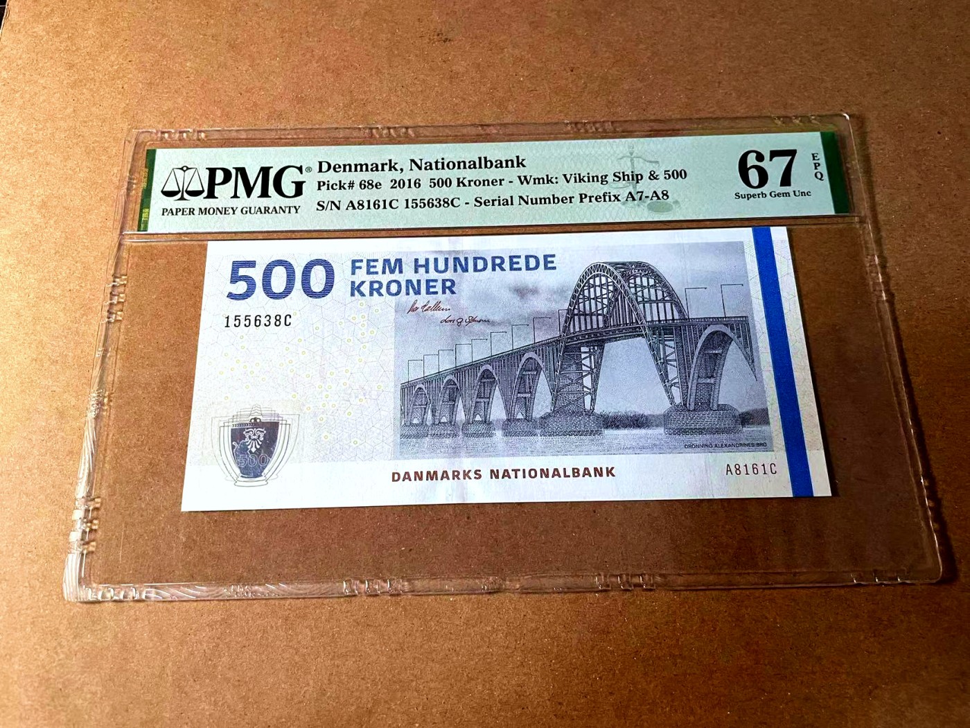 【Blue Auction】世界纸币精拍第452期——丹麦&瑞典专场 【p68e 无47】丹麦 2016年 500克朗 PMG67EPQ 高分