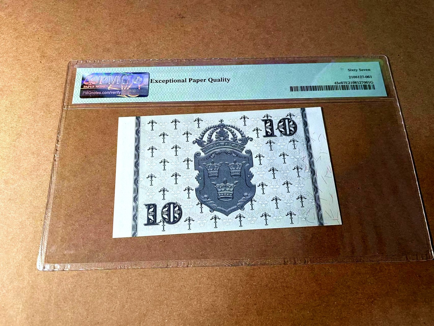 【Blue Auction】世界纸币精拍第452期——丹麦&瑞典专场 【p43e】瑞典 1957年10克朗 PMG67EPQ 高分