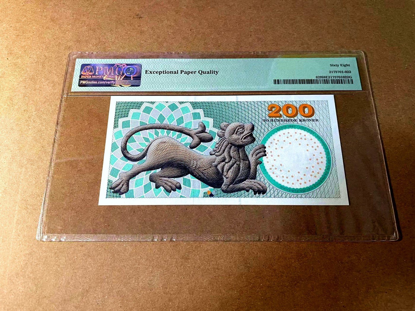 【Blue Auction】世界纸币精拍第452期——丹麦&瑞典专场 【p62f 无47】丹麦 2008年 200克朗 PMG68EPQ 超高分