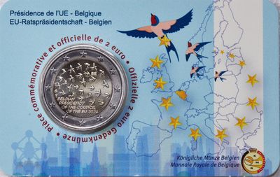 S&S Numismatic世界钱币-拍卖 第112期  - 比利时2024年 欧盟轮值主席国 2欧元双色纪念币官方卡币