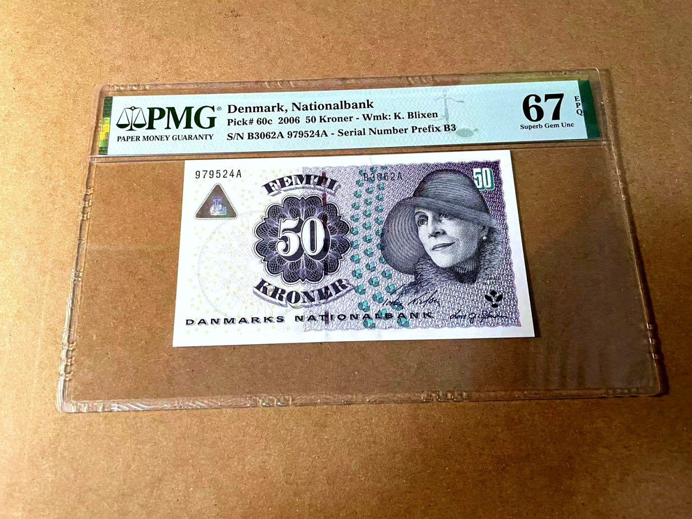 【Blue Auction】世界纸币精拍第452期——丹麦&瑞典专场 【p60c】丹麦 2006年 50克朗 PMG67EPQ  高分