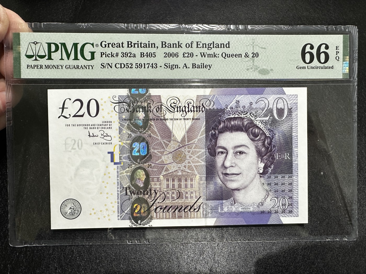 《外钞收藏家》第三百五十一期 2006年英国F序列20镑 PMG66