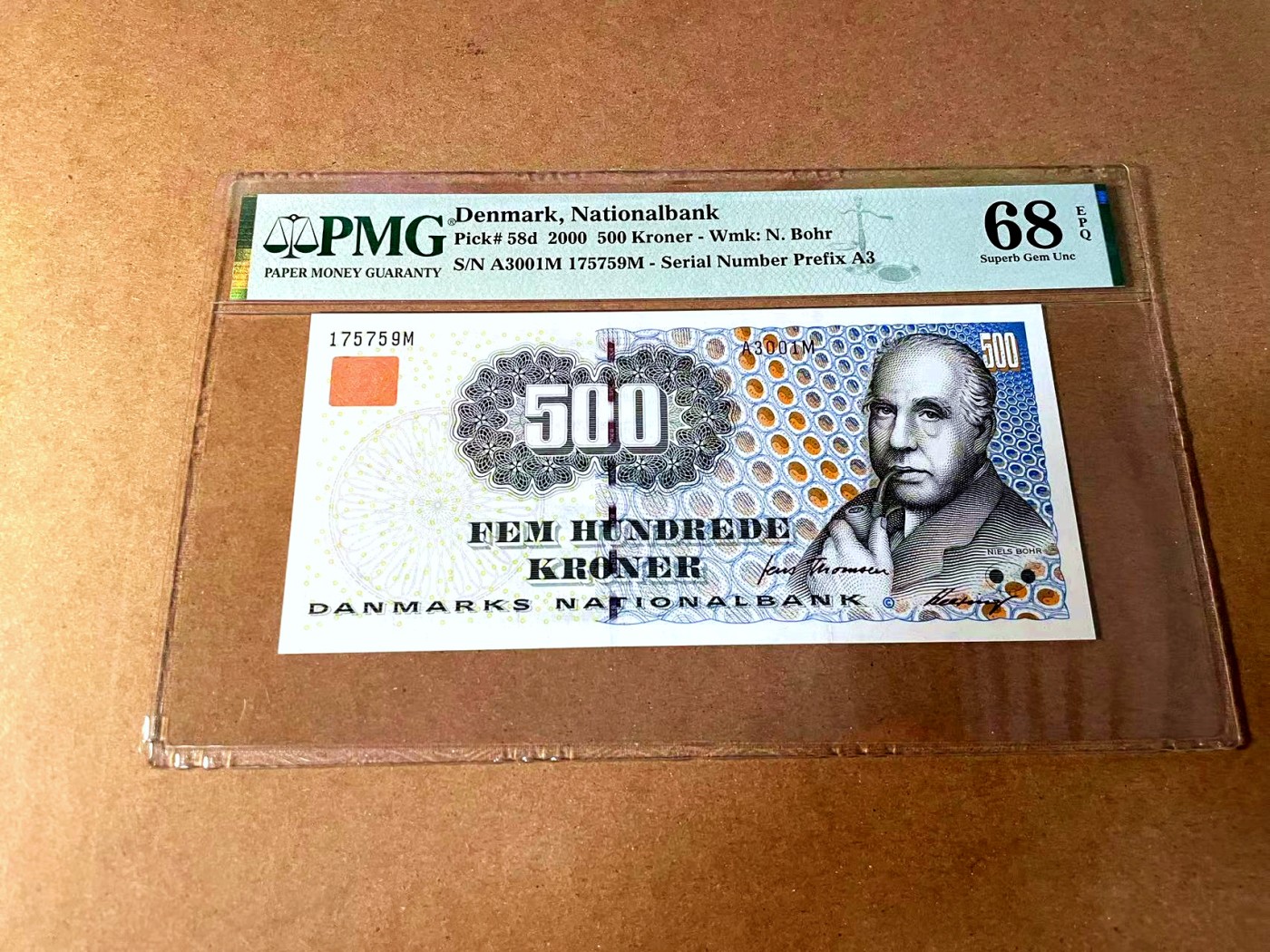 【Blue Auction】世界纸币精拍第452期——丹麦&瑞典专场 【p58d】丹麦 2000年 500克朗 PMG68EPQ 超高分
