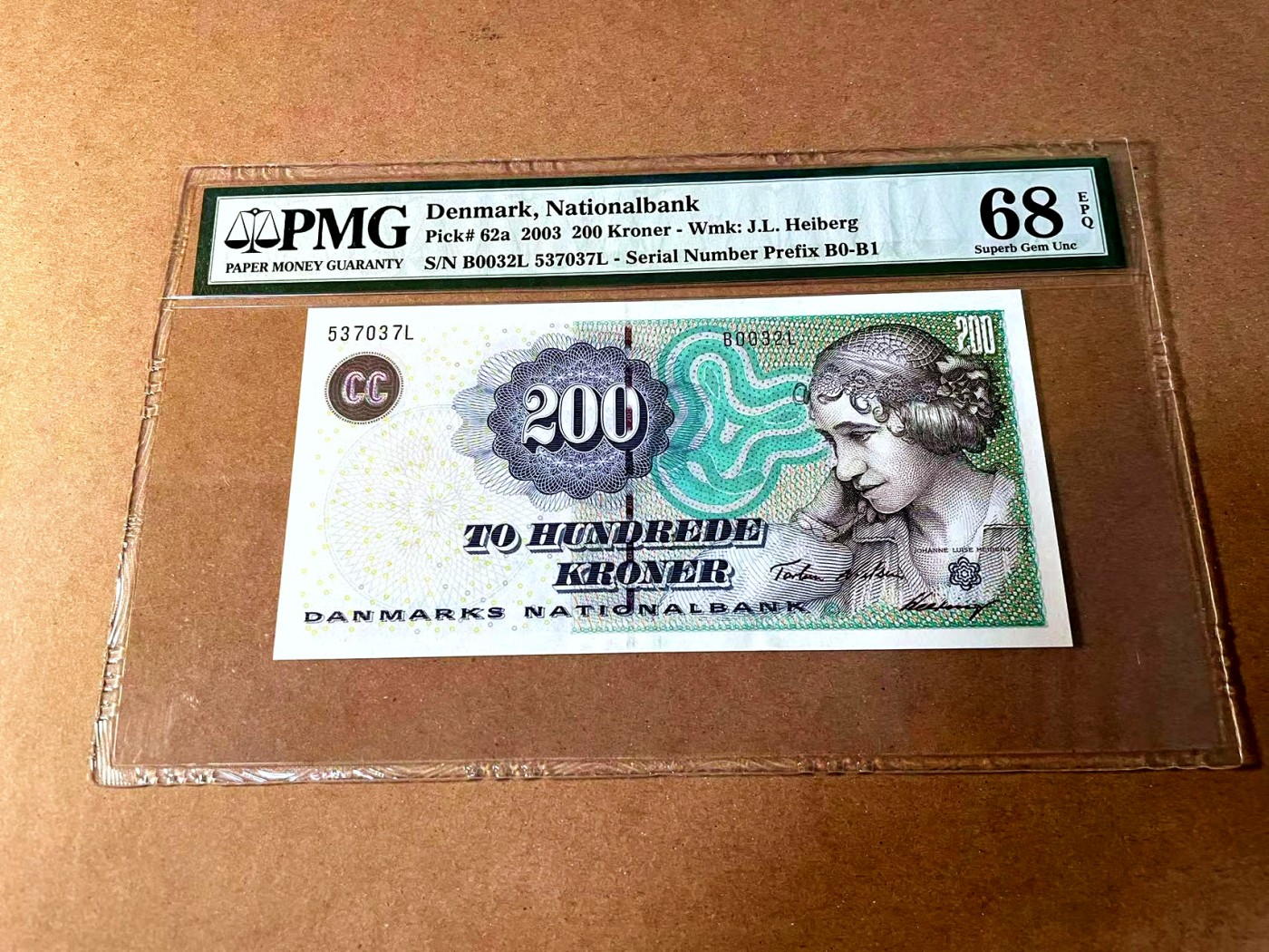 【Blue Auction】世界纸币精拍第452期——丹麦&瑞典专场 【p62a】丹麦 2003年 200克朗 PMG68EPQ 超高分