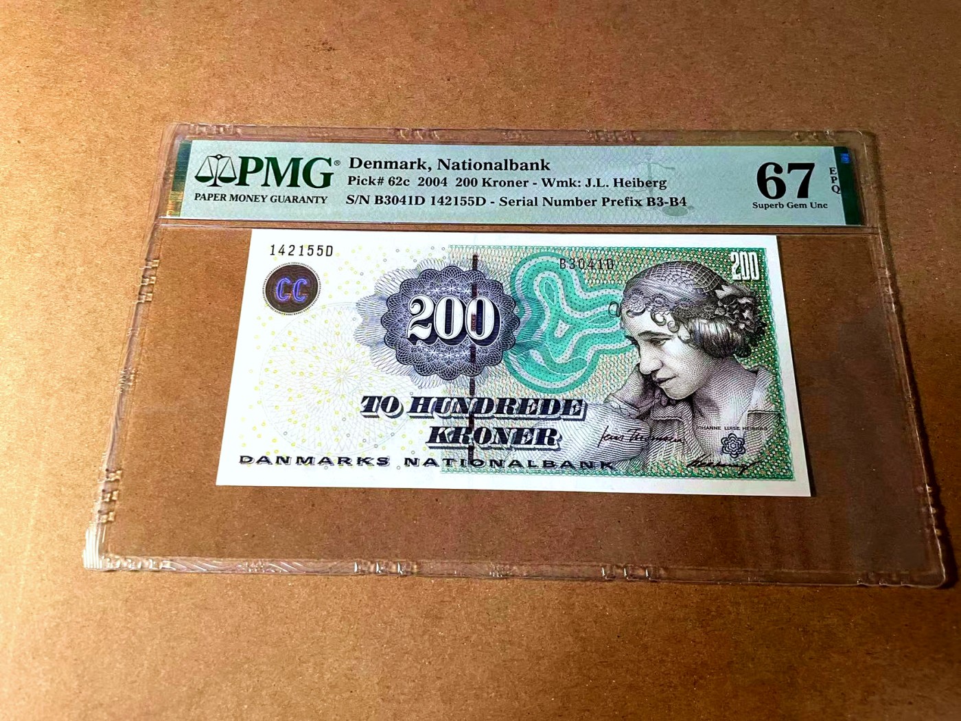 【Blue Auction】世界纸币精拍第452期——丹麦&瑞典专场 【p62c】丹麦 2004年 200克朗 PMG67EPQ 高分