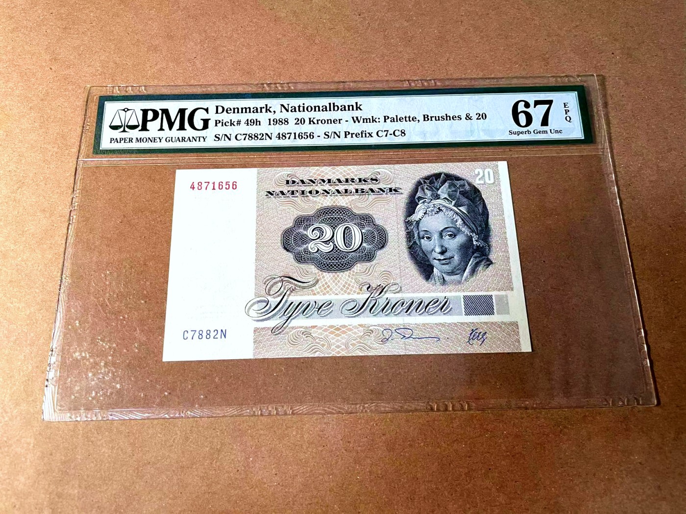 【Blue Auction】世界纸币精拍第452期——丹麦&瑞典专场 【p49h】丹麦 1988年 20克朗 PMG67EPQ 高分