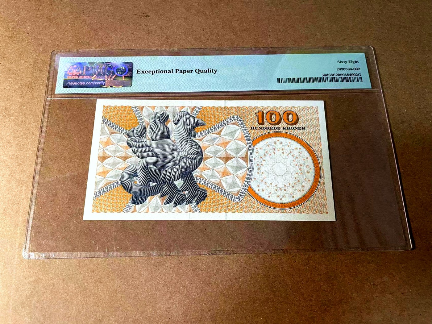 【Blue Auction】世界纸币精拍第452期——丹麦&瑞典专场 【p56d】丹麦 2001年100克朗 PMG68EPQ  超高分