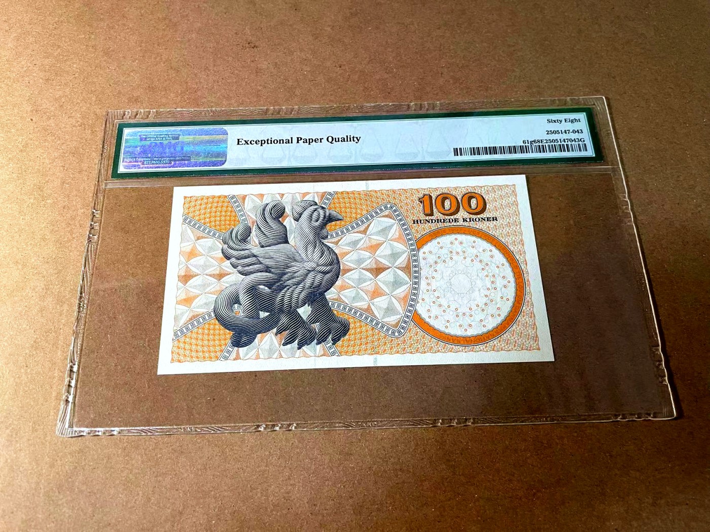 【Blue Auction】世界纸币精拍第452期——丹麦&瑞典专场 【p61g】丹麦 2007年 100克朗 PMG68EPQ 超高分