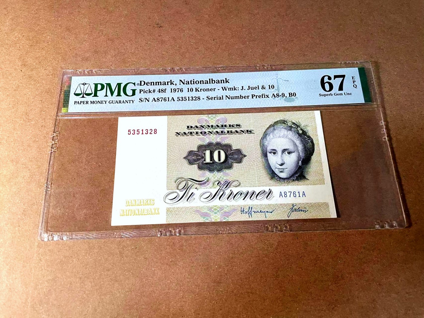 【Blue Auction】世界纸币精拍第452期——丹麦&瑞典专场 【p48f 无47】丹麦 1976年 10克朗 PMG67EPQ 高分