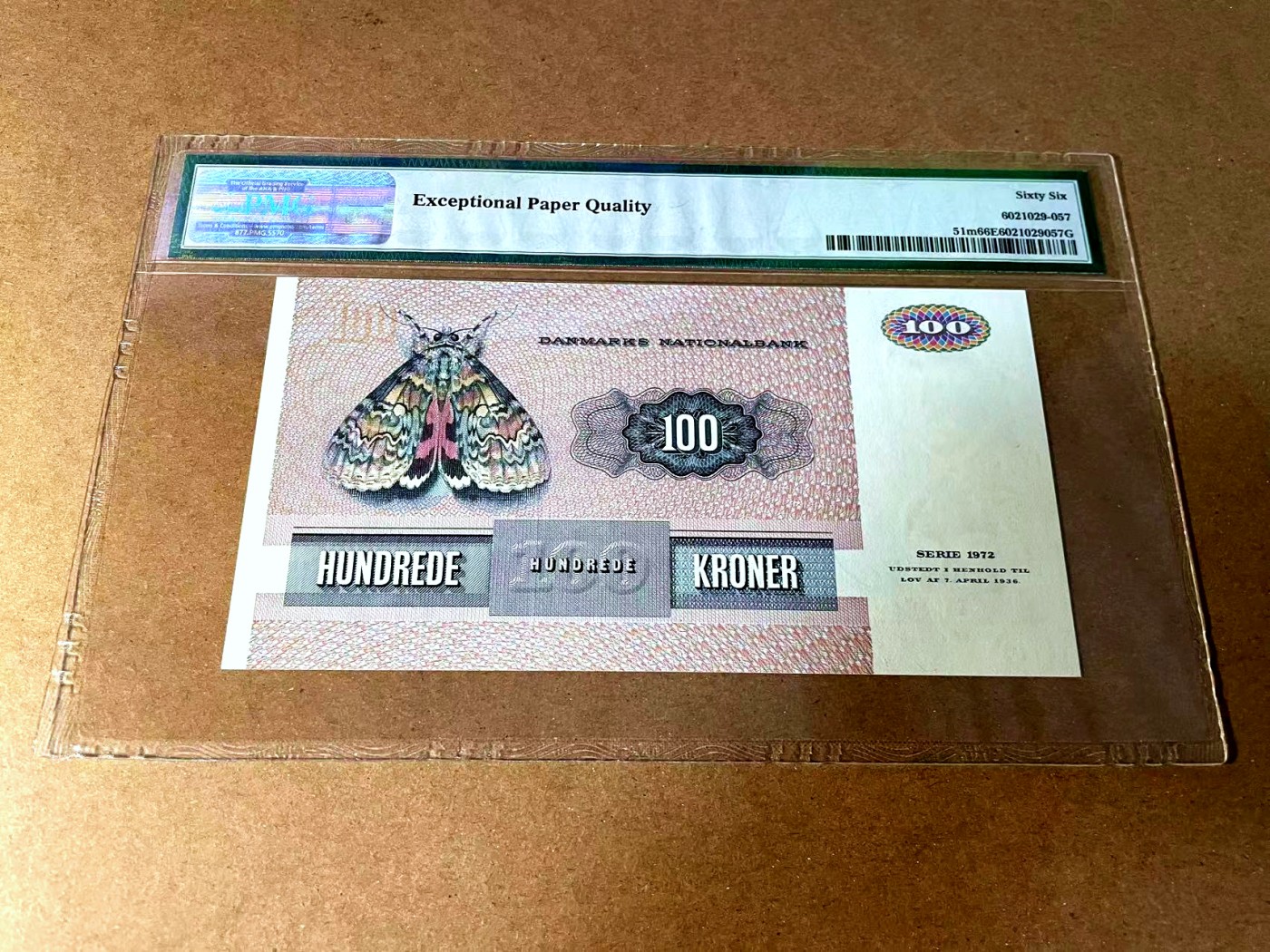 【Blue Auction】世界纸币精拍第452期——丹麦&瑞典专场 【p51m】丹麦 1985年 100克朗 PMG66EPQ  