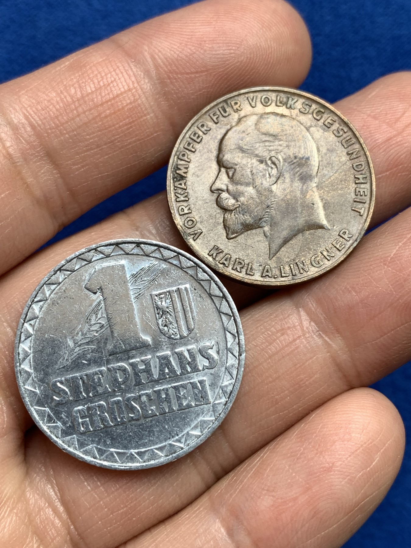 《竞宝斋》第251场-周日，周一2场连拍 (全场包邮) 两枚一组 德国紧急时期代用币，一铜一铝