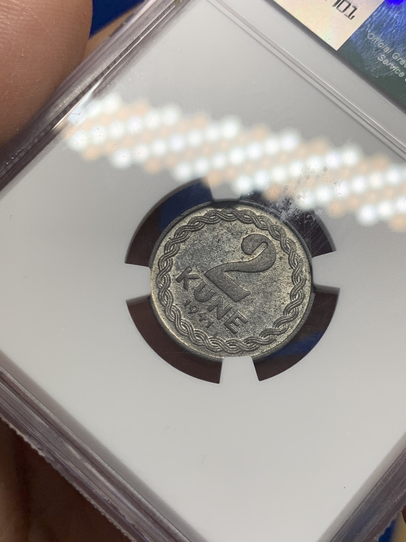 《竞宝斋》第251场-周日，周一2场连拍 (全场包邮) NGC MS62 1941年克罗地亚2库那锌币