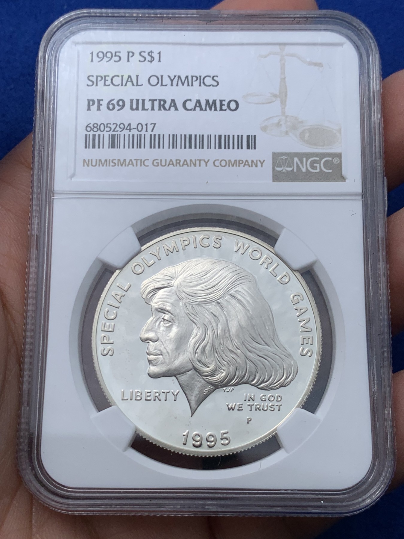 《竞宝斋》第251场-周日，周一2场连拍 (全场包邮) NGC PF69UC 美国1995年P版特奥会1美元大银币
