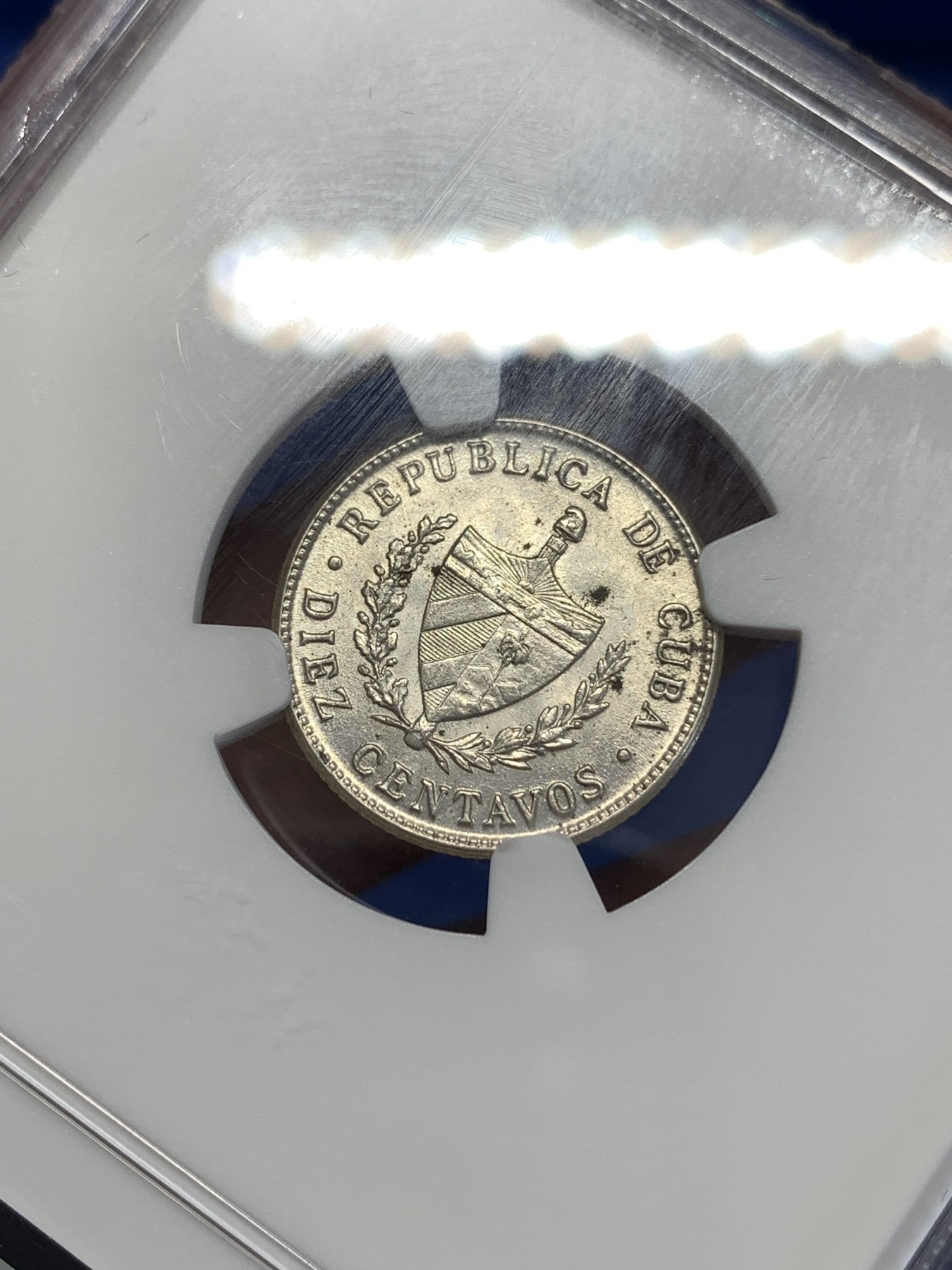 《竞宝斋》第251场-周日，周一2场连拍 (全场包邮) NGC MS62 古巴 1949年 五星 10分银币